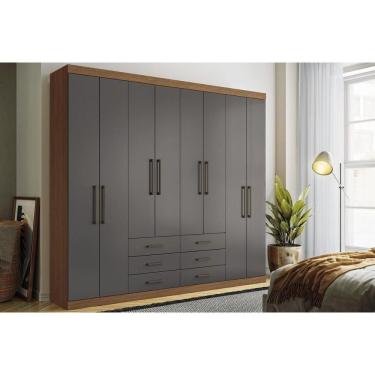Imagem de Guarda Roupa Casal 8 Portas E 6 Gavetas Master 8.6 Jatoba/Grafitte - Santos Andirá