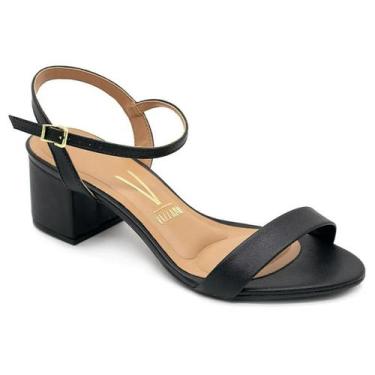 Imagem de Sandália Vizzano Salto Grosso Pelica Feminina - Preto