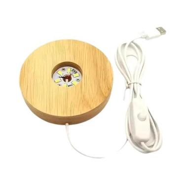 Imagem de Base De Luz Noturna LED USB De Madeira, Luminária Decorativa De Mesa, 