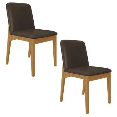 Imagem de Kit 2 Cadeiras Windsor Estofadas Em Corino Cinamomo/cori Marrom - M.a