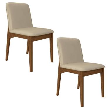 Imagem de Kit 2 Cadeiras Windsor Estofadas Em Corino Freijó/cori Bege - M.a