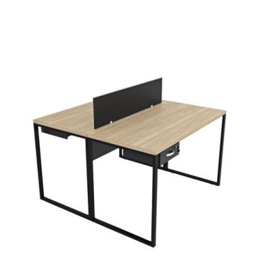 Imagem de Escrivaninha Mesa Escritório com Gavetas 1 Gaveta 2 Lugares 120cm Indu