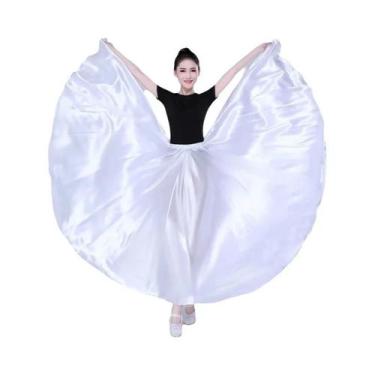Imagem de Saia Longa De Dança Do Ventre Espanhola Em Cetim Brilhante Com 14 Core