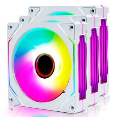 Imagem de Kit Fan para Gabinete Revenger Maximus G-VR347K, 3x Fans ARGB, Controle Remoto, Controladora - Branco