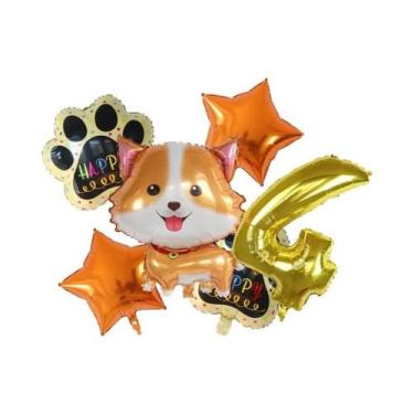 Imagem de Balões De Hélio Corgi Husky 6pcs, Decoração De Festa De Aniversário E 