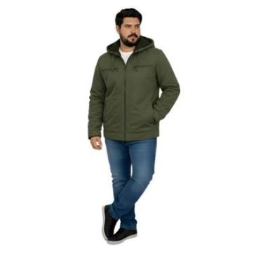 Imagem de Jaqueta Sarja Masculina Revestida Com Bolsos Plus Size-Masculino