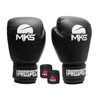 Imagem de Kit Luva Boxe Muay Thai Prospect Mks Combat  com Bandagem-Unissex