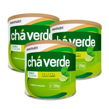 Imagem de Kit 3 Chá Verde Solúvel Zero Calorias Sabor Limão 250g Maxinutri