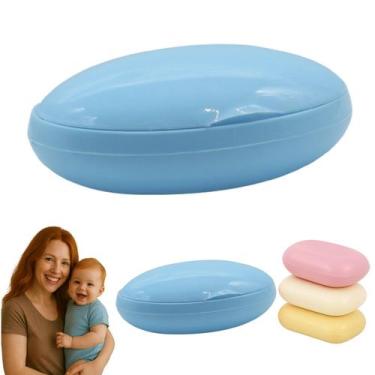 Imagem de Saboneteira Infantil Bebê e Mamãe Azul Porta Sabonete Oferta - Monte L