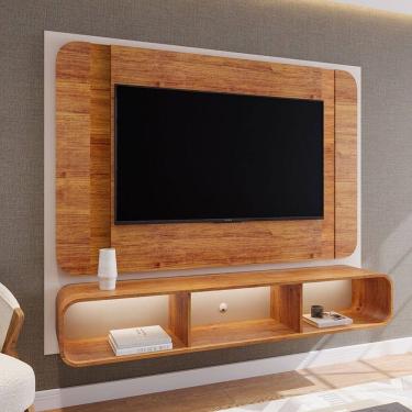 Imagem de Painel para TV Até 75 Polegadas Austen com Led Off White/Marrom - Viero Móveis