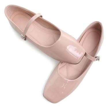Imagem de Sapatos WENJIAZHIZHI Mary Jane Flats femininos de couro envernizado nu