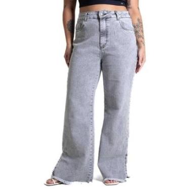 Imagem de Calça Jeans Sawary Wide Leg - 282806 - Cinza 54-Feminino