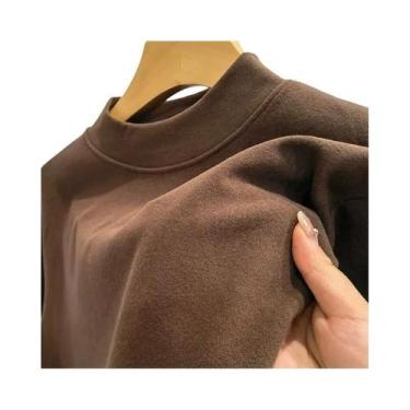 Imagem de Camiseta masculina fina e quente, outono e inverno, manga comprida, go