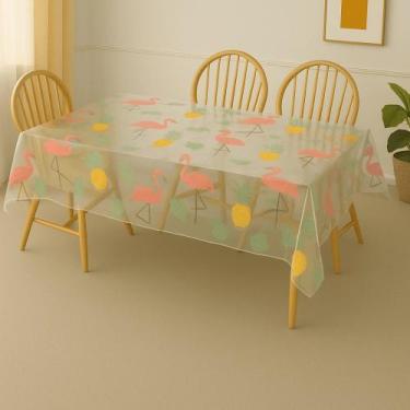 Imagem de Toalha De Mesa Diamante Flamingo Pronta Peça Pronta 1,38x1,38m Vinil -