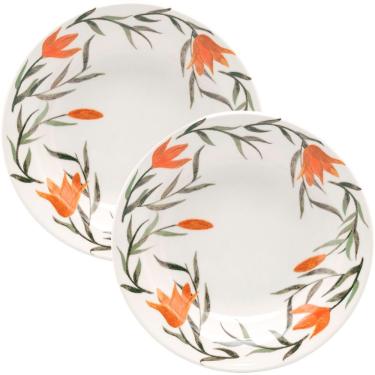 Imagem de Jogo Pratos Fundo Sopa 6 Pessoas 6 Peças Donna Lírios 21,5cm