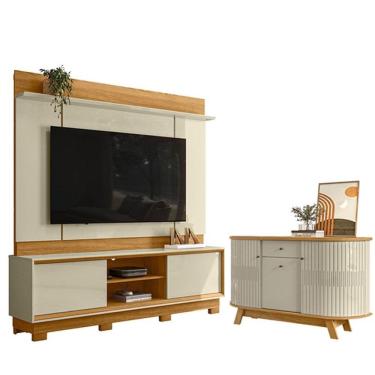 Imagem de Estante Home Theater Siena Com Pés Com Aparador Para Sala Buffet Monza Cumaru Opala - M...