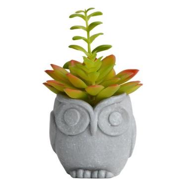 Imagem de Vaso suculenta Coruja cimento plastico 7,5x8,5x8cm cinza -L Hermitage 