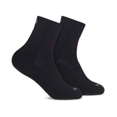 Imagem de Kit 2 Pares Meia Cano Longo Atoalhada Punho Largo Hoahi, Preto, 33-38 