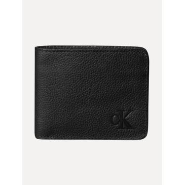 Imagem de Carteira Calvin Klein Jeans Couro Média CKJ Floater Queima Preta, UN
