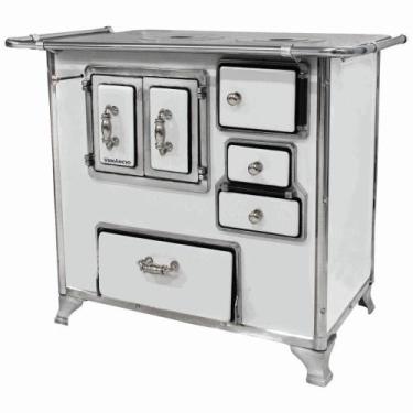 Imagem de Fogão A Lenha Venâncio Tradicional Nº02 Branco Gabinete Porta Dupla Na