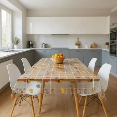 Imagem de Toalha De Mesa Diamante Arranjo Flor E Fruta Rolo 1,40x50m Vinil PVC -