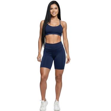 Imagem de Conjunto Top Alça Fina e Bermudinha Suplex Serra e Mar Roupa De Academia Fitness Muscul...