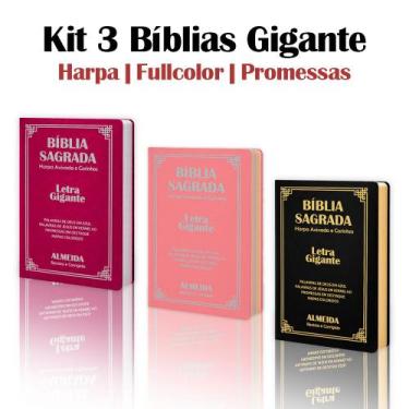 Imagem de Kit 3 Biblias Sagrada Letra Gigante - Palavras de Jesus em Vermelho - 