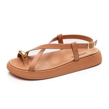 Imagem de Sandália Feminina Flatform Conforto Tira de Dedão Moleca, Nude, 35