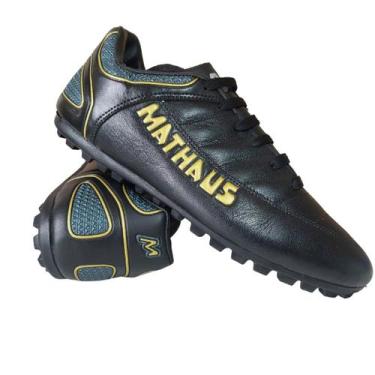 Imagem de Chuteira Society Couro Original Mathaus New Galatic, Preto, 39, Unisse