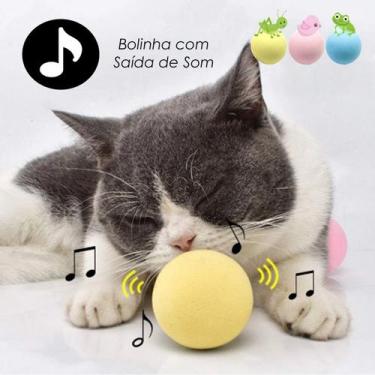 Imagem de Brinquedo Para Gato Bola Interativo Com Som Sapo Grilo Passaro Catnip 