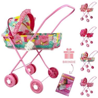 Imagem de Carrinho De Boneca Berço Rosa Passeio Luxo Bebê Reborn Infantil Presen