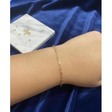 Imagem de Pulseira Feminina Dourada Delicada Ajustável  Corrente Minimalista Ele