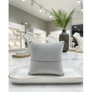 Imagem de Pulseira Feminina Prateada Delicada com Mini Esferas  Elegante e Minim