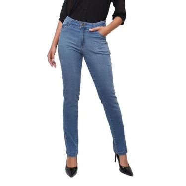 Imagem de Calça jeans feminina reta clássica - Luarosa modas , Azul, 45