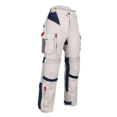 Imagem de Calça Motociclista Texx Armor Impermeável Masculina, Branco Azul Verme