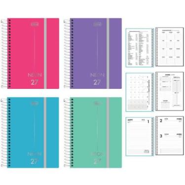Imagem de Agenda 2026 Neon PP Espiral Diária 176 Folhas 117X164MM (pacote com 5)