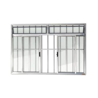 Imagem de Janela de Aluminio de Correr com Bandeira 100x200cm 4 Folhas com Grade