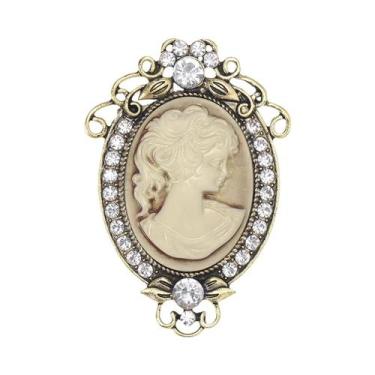 Imagem de Broche De Cabeça Feminino Com Strass E Personagem, Alfinete De Lapela 