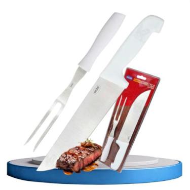 Imagem de Kit Churrasco Garfo Trinchante e Faca 9pol Afiação Profissional Aço In
