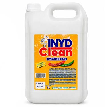Imagem de Detergente Lava Loucas Neutro Inyd Clean Concentrado Alto Poder Desengordurante Uso Cozinha 5L