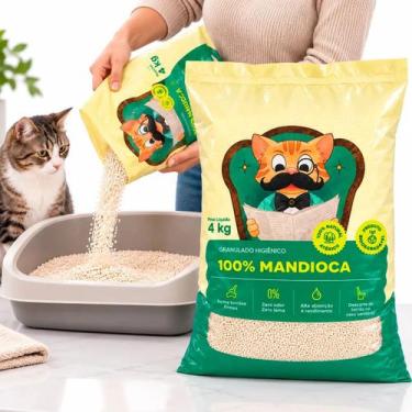 Imagem de Areia Sanitária para Gatos 4kg de Mandioca Biodegradável com Absorção 