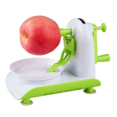 Imagem de Descascador de Frutas Manual Luxo Multifuncional Sistema Giratorio Lamina 360 Base com Ventosa Verde Kangur