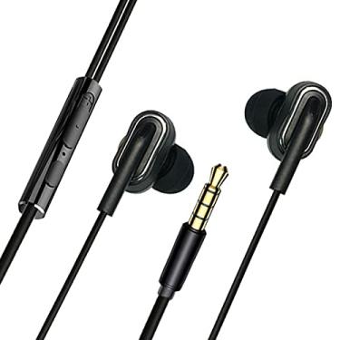Imagem de Fones de ouvido estéreo com fio, fones de ouvido semiintra-auriculares universais, fones de ouvido para jogos, portátil, preto