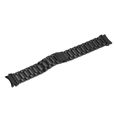Imagem de Pulseira de aço inoxidável, pulseira de relógio de metal ajustável de 20 mm portátil com pino de alça para Watch 4(Preto)