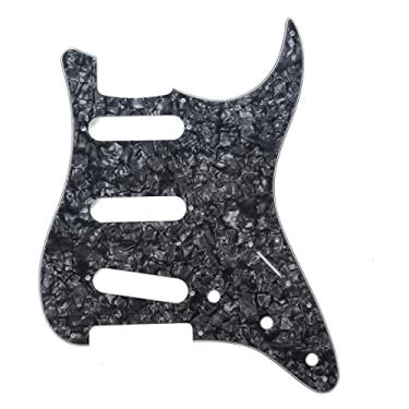 Imagem de Musiclily 11 Furos Escudo SSS Pickguard Strato para Guitarra Fender EUA/Mexicana Made Stratocaster Standard Estilo Moderno, 4 Camadas Preto Perolado