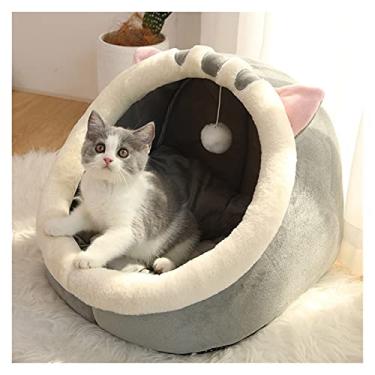 Imagem de Almofada para cães e gatos para animais de estimação, cama de gato doce, cesta quente para animais de estimação, almofada aconchegante para gato, casa, barraca muito macia, pequena, tapete para cães laváveis, camas para gatos (cor: B, tamanho: G (48 x 45 x 37 cm) )