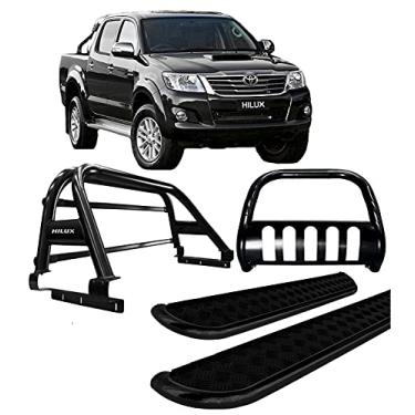 Imagem de Kit quebra mato+Estr Chapa+Santo Ant DUPLO Hilux Preto 05/15