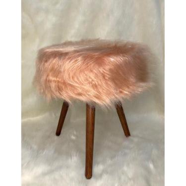 Imagem de Puff Banqueta Para Bancada De Make Pelúcia Rosa Queimado