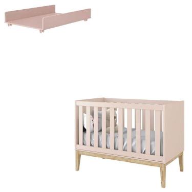 Imagem de Berço Americano New Classic com Trocador Juju Rosa Fosco - Reller