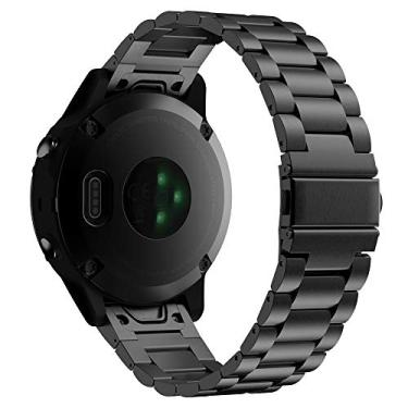 Imagem de MoKo Pulseira compatível com Garmin Fenix 7/6/6 Pro/5/5 Plus/Epix Gen 2/Forerunner 945/935/Approach S62/S60/Quatix 6/Instinct 2/MARQ, pulseira de relógio de substituição de aço inoxidável de ajuste rápido de 22 mm - preta